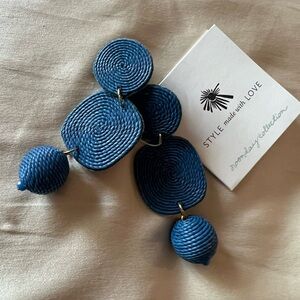 NWT Noonday Collection Royal Raffia Earrings, Indigo